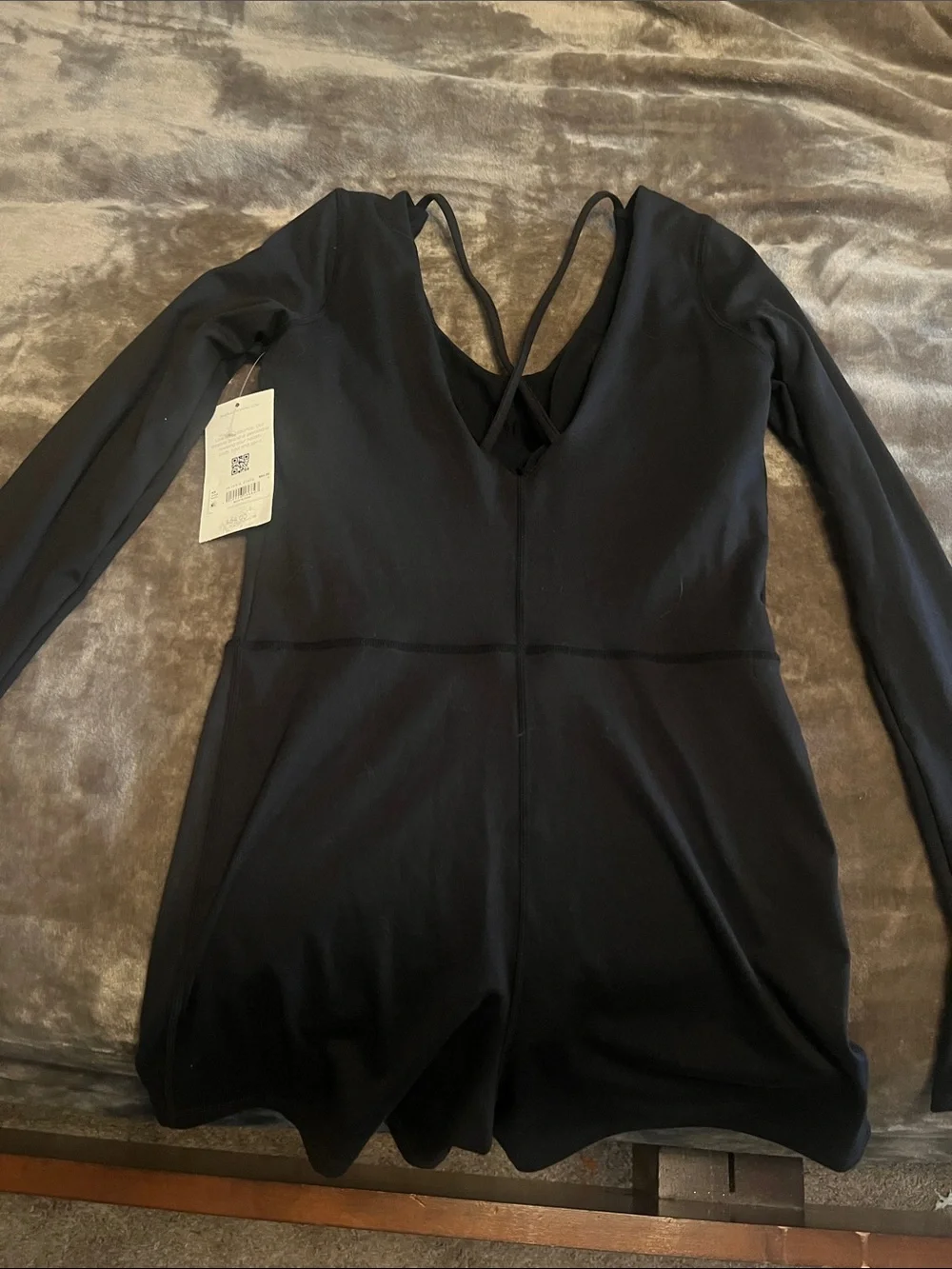 Altar'd State Black Long-Sleeve Kids One-Piece Romper